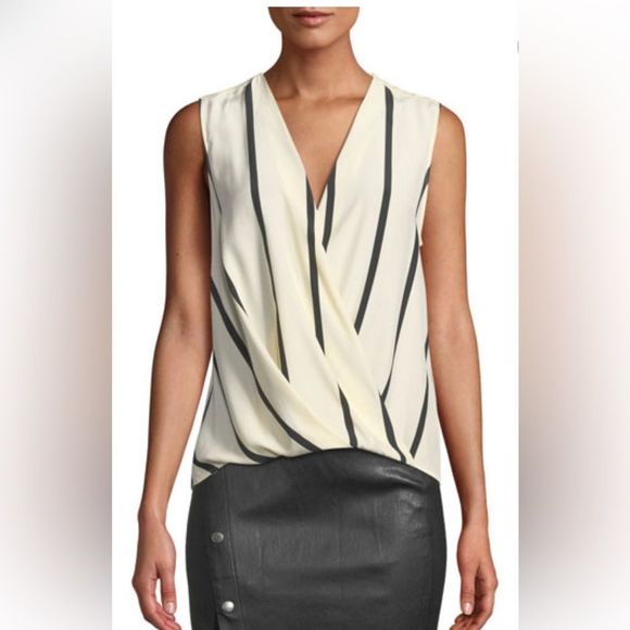 rag & bone Tops - Rag & bone Victor Sleeveless Striped Draped Silk Blouse XS #2033